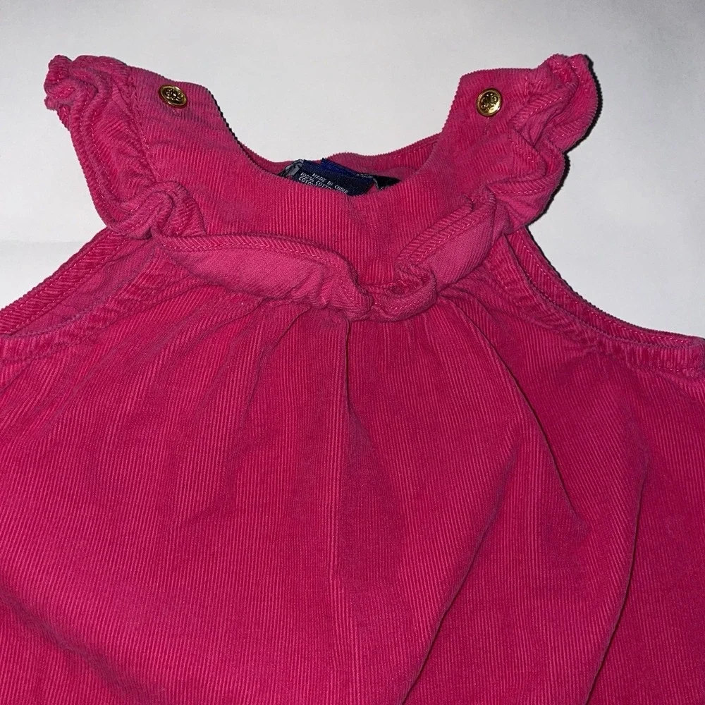 Vtg RALPH LAUREN Baby Girl's Burgundy Corduroy Dress Size 12‎ months